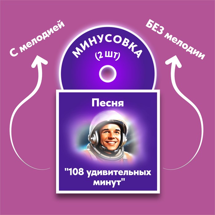 ФОНОГРАММЫ «-1» песни «108 удивительных минут» (2 шт. = с мелодией + без мелодии) из сборника песен для детей «Космические радости» 4+ 1690 - фото 4928